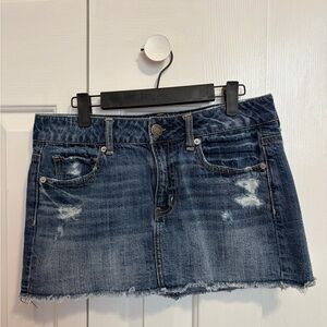 American Eagle Outfitters Distressed Blue Mini Skirt